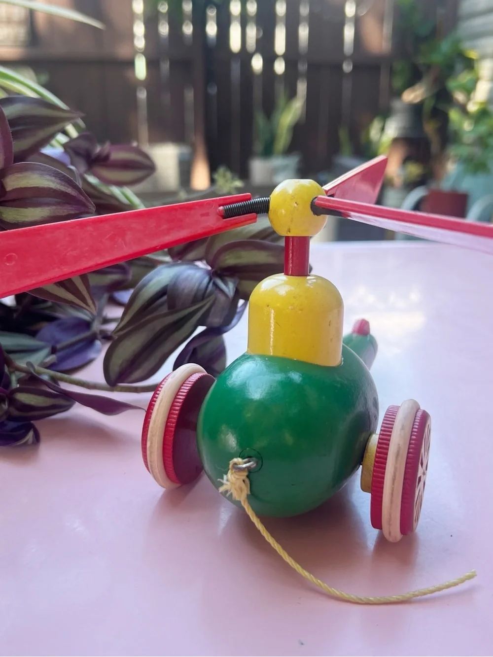 Vintage 1960s-1970s BRIO Sweden Wooden Helicopter Pull Toy